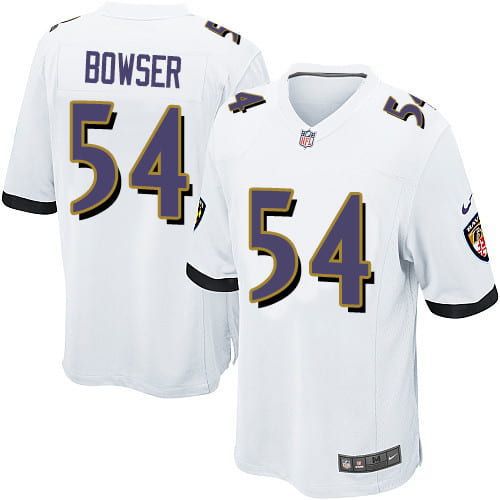 Men Baltimore Ravens 54 Tyus Bowser Nike White Game Player NFL Jersey